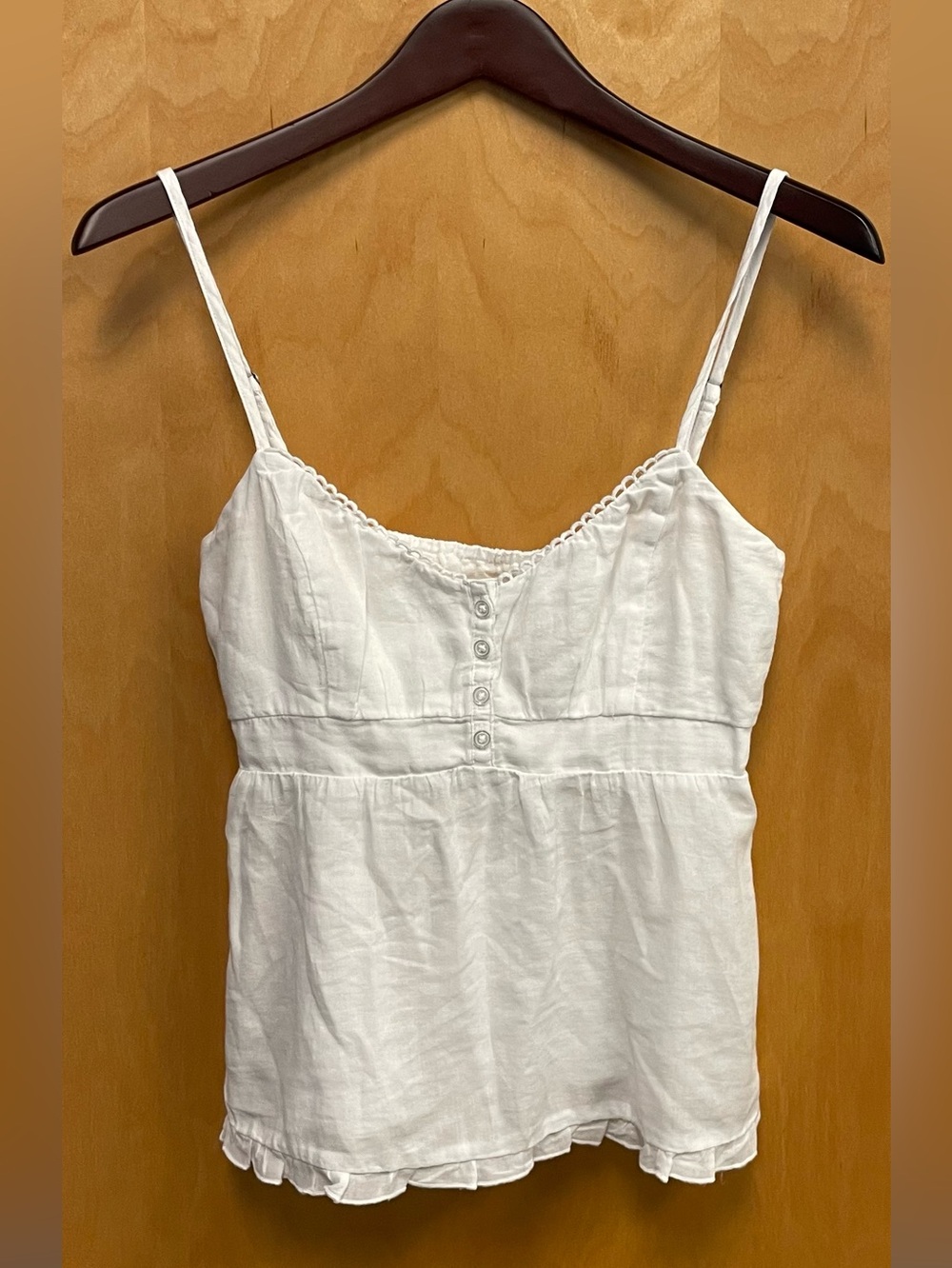 Hollister White Cotton Babydoll Cami Tank Top NWT Size Small Adjustable Straps - Picture 2 of 8